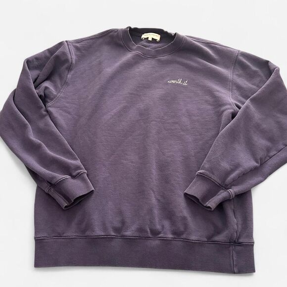 Maison Labiche Blue “Worth It” Crewneck | French Minimalist / Soft Grunge Luxe S - Picture 2 of 6